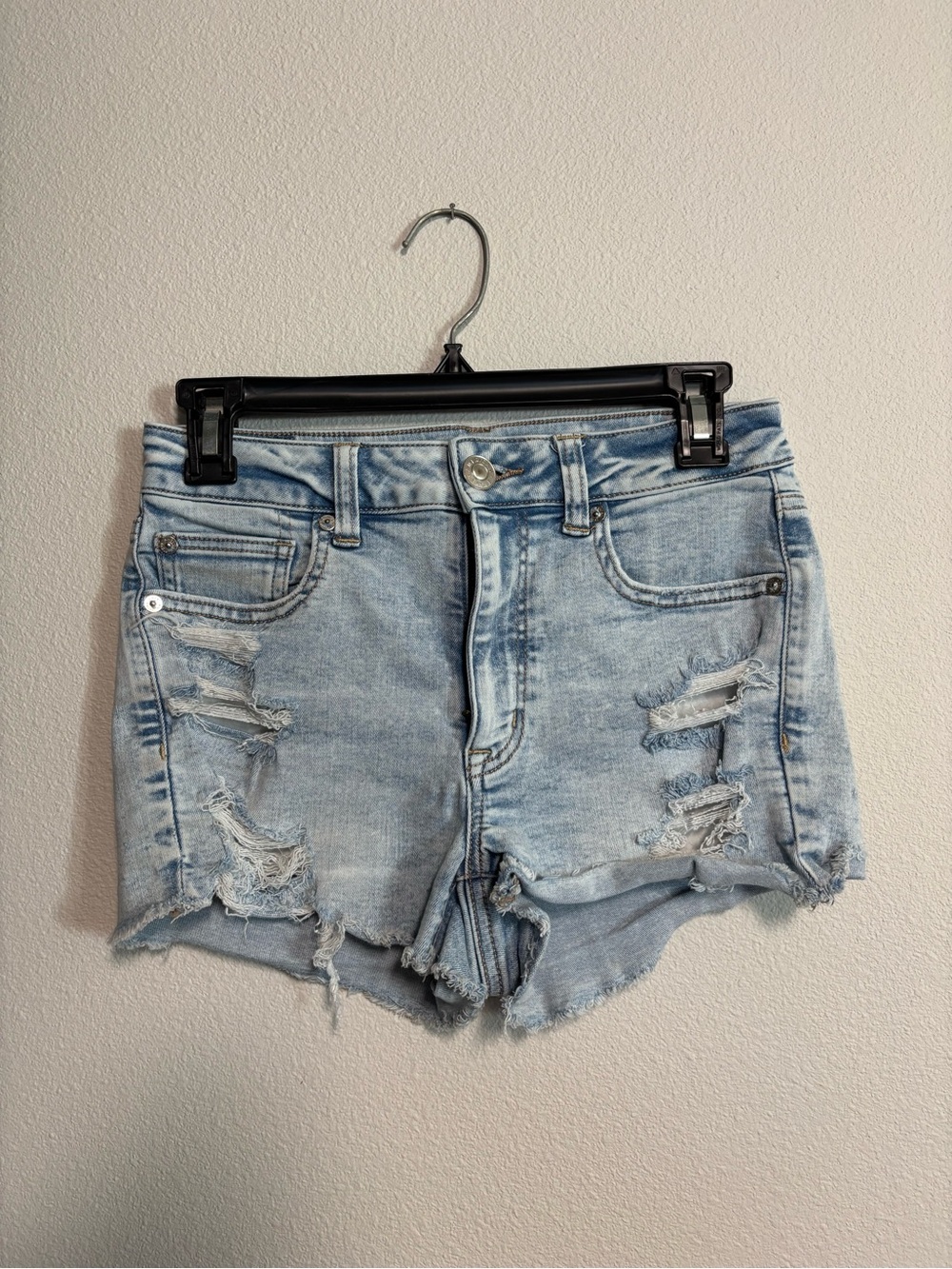 American Eagle Outfitters Light Blue Distressed Denim Cutoff Shorts